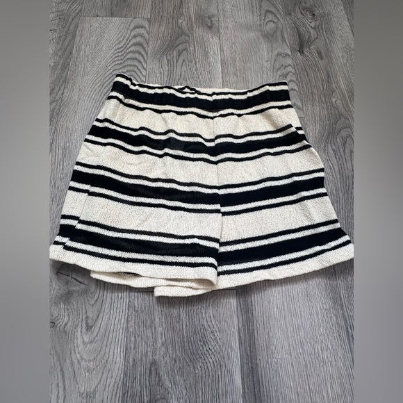 H&M Pants - H&M Striped Knit Shorts in Black & Cream